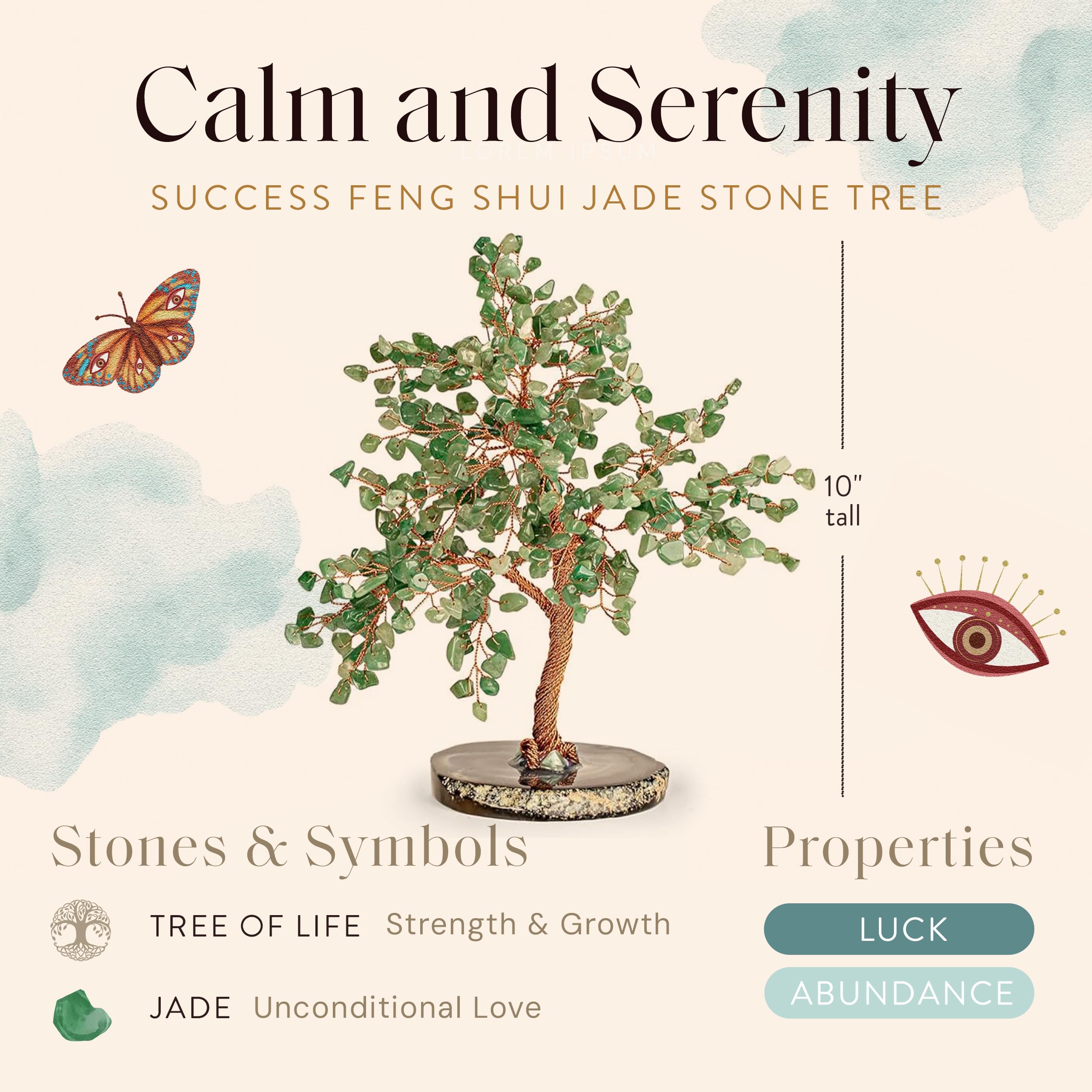 Amazon.com: KARMA AND LUCK Jade Crystal Tree of Life, Feng Shui